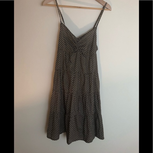 H&M Tiered Olive Brown White polkadot Dress - Picture 2 of 6